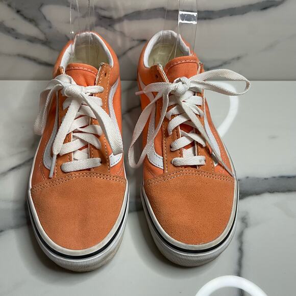 Vans Orange Low Top Suede Leather Skateboard Sneakers Men Sz 5.5 Women Sz 7 - Picture 3 of 8